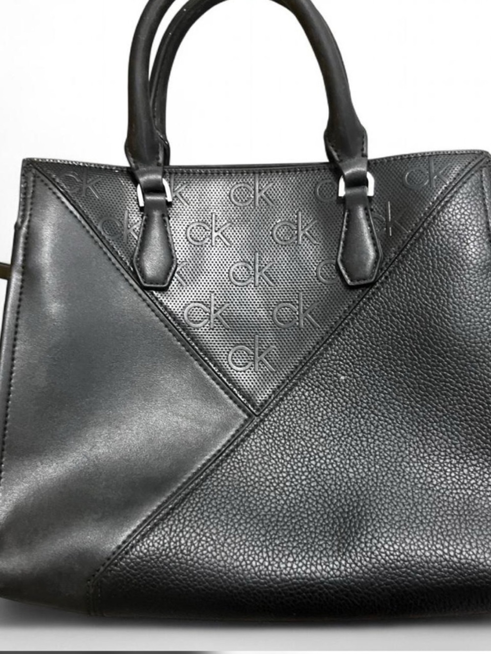 Calvin Klein Black Embossed CK Paneled Tote